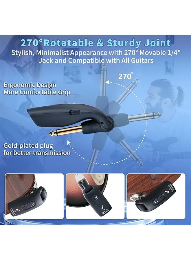 جهاز إرسال واستقبال صوتي لاسلكي قابل لإعادة الشحن 2.4 جيجا هرتز لنظام الجيتار الكهربائي للجيتار والباس، نطاق نقل يزيد عن 30 مترًا/100 قدم، قابل للدوران بزاوية 270 درجة، وقت عمل يصل إلى 4 ساعات (A9 أسود) - Image 3
